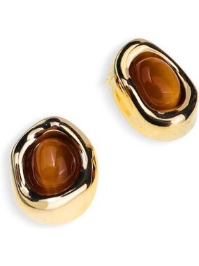 Gold Stud Earrings for Women Geometric Saturn Flower Clover Rhinestone CZ Gift
